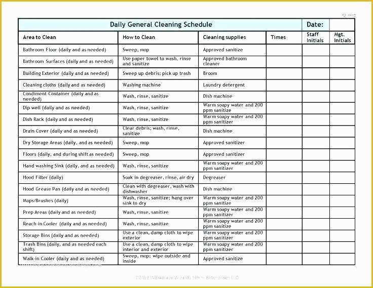 Free Restaurant Schedule Template Of 99 Free Restaurant Cleaning Checklist Template Free