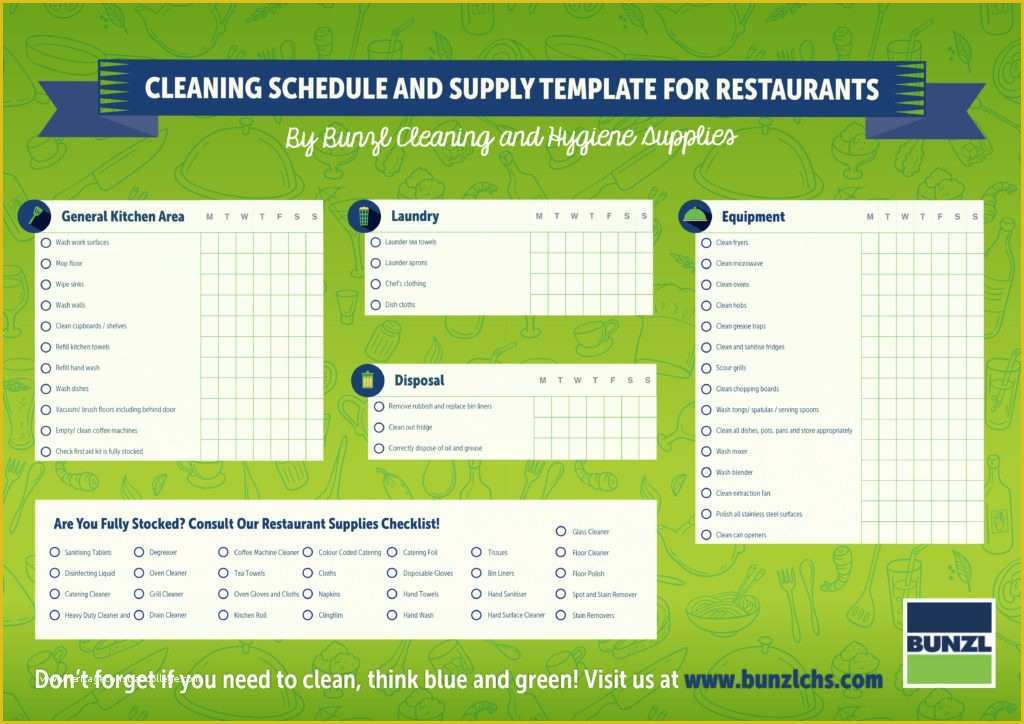 Free Restaurant Schedule Template Of Download Cleaning Schedule and Supply Template for