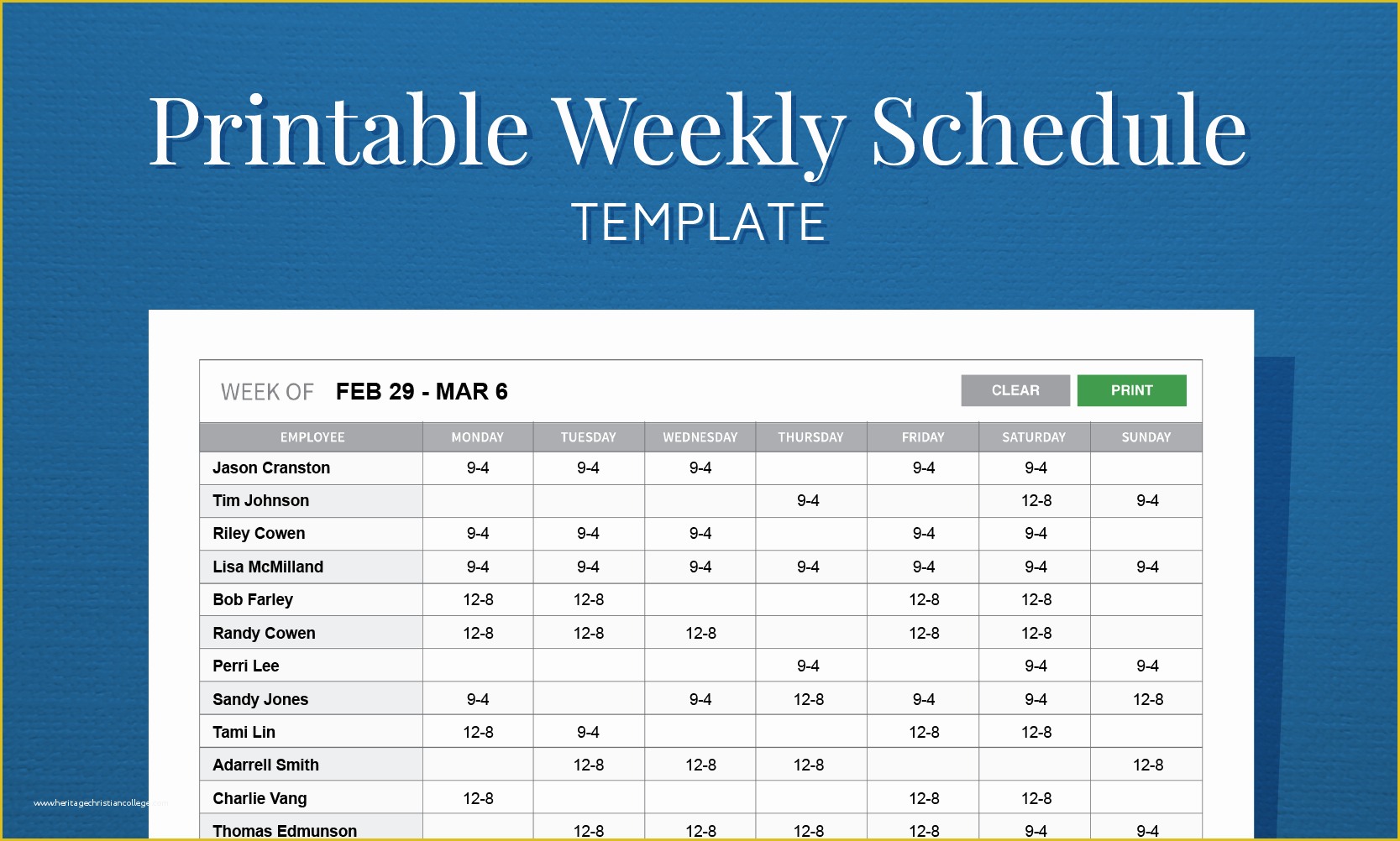Free Restaurant Schedule Template Of Free Printable Weekly Work Schedule Template for Employee
