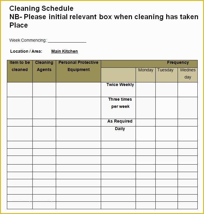 Free Restaurant Schedule Template Of Restaurant Kitchen Cleaning Checklist Pdf – Wow Blog