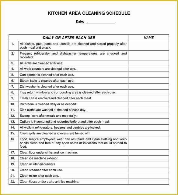 Free Restaurant Schedule Template Of Restaurant Kitchen Cleaning Checklist Pdf – Wow Blog