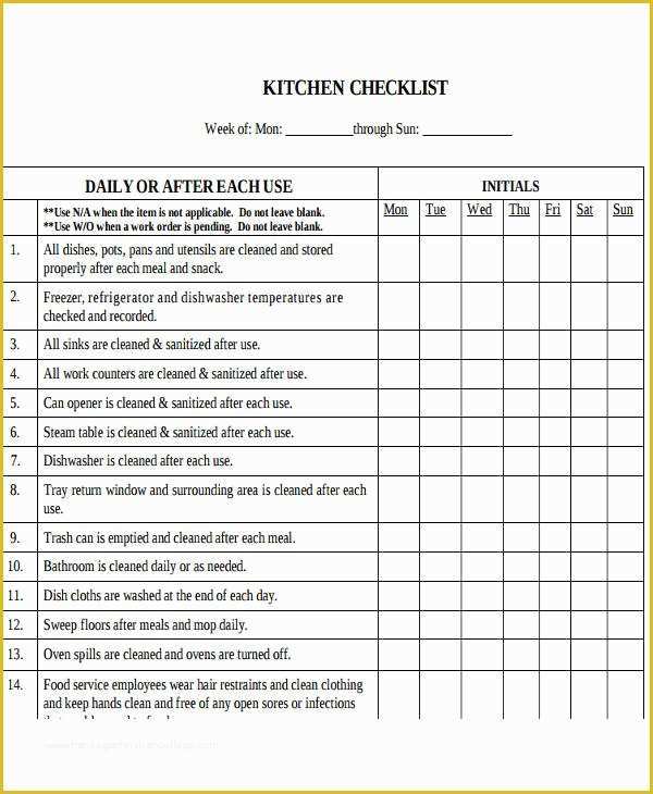 Free Restaurant Schedule Template Of Restaurant Kitchen Cleaning Checklist Pdf – Wow Blog