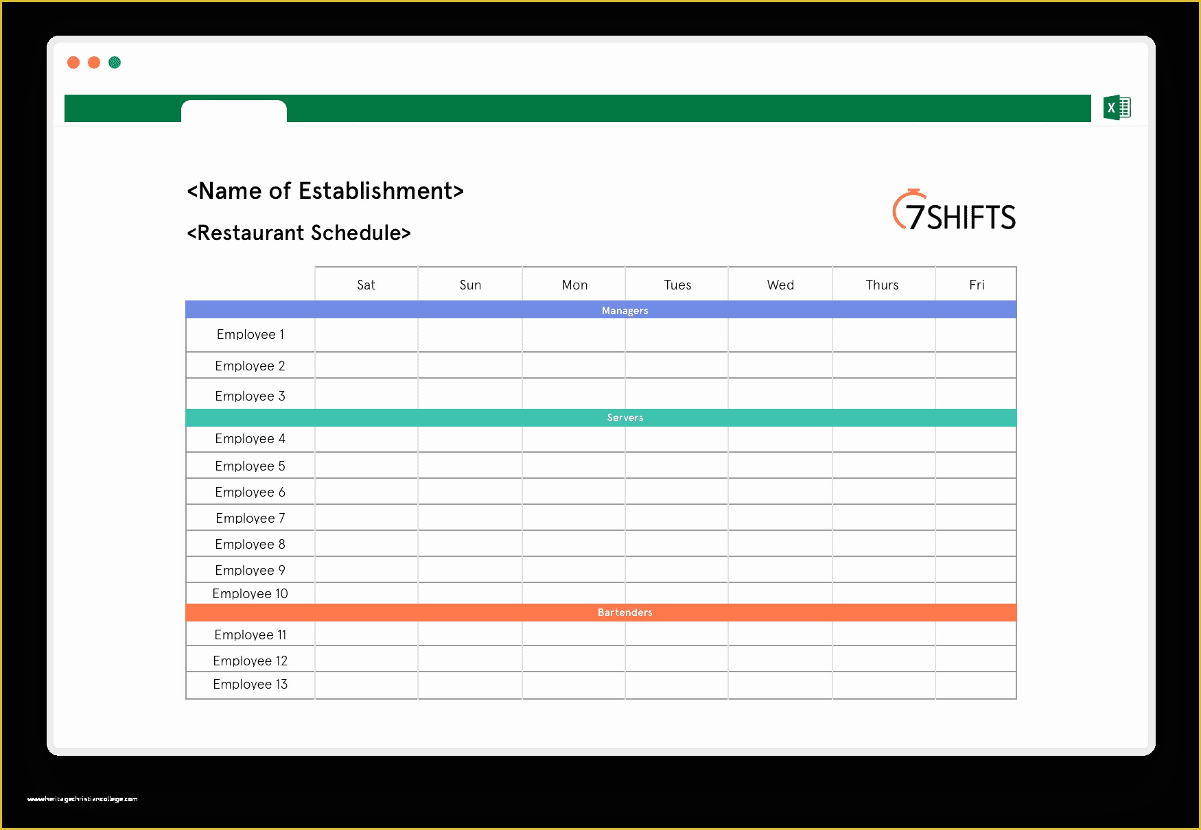 Free Restaurant Schedule Template Of Restaurant Schedule Excel Template