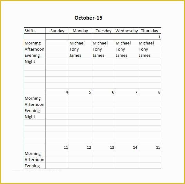 Free Restaurant Schedule Template Of Restaurant Schedule Template 11 Free Excel Word