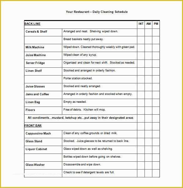 Free Restaurant Schedule Template Of Restaurant Schedule Template 11 Free Excel Word