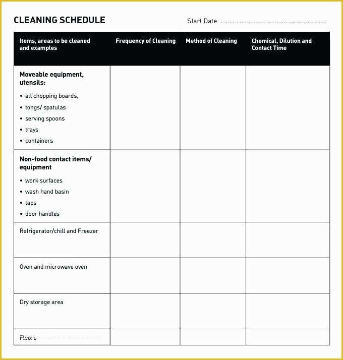 Free Restaurant Schedule Template Of Weekly Restaurant Cleaning Schedule Template Roster