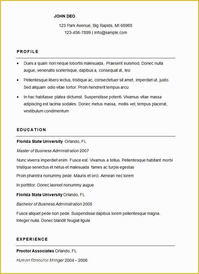 Free Resume format Template Of 70 Basic Resume Templates Pdf Doc Psd