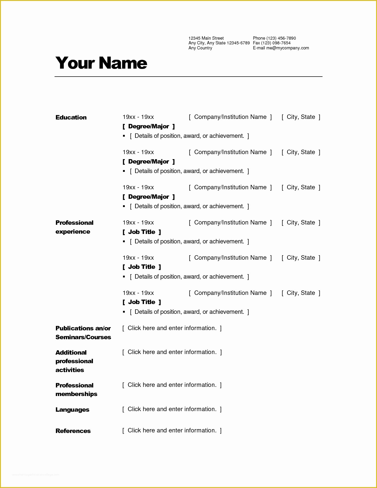 Free Resume format Template Of Professional Resume format Doc