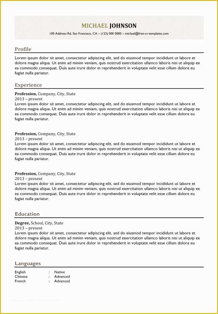 Free Resume Templates No Charge Of Classical Free Cv Templates