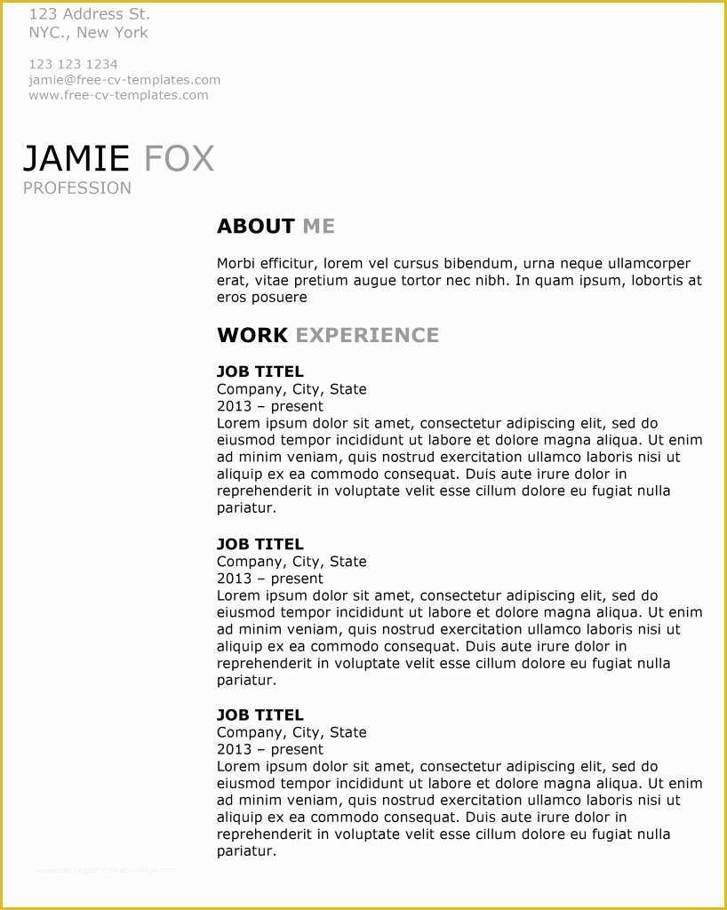 Free Resume Templates No Charge Of the Right Side