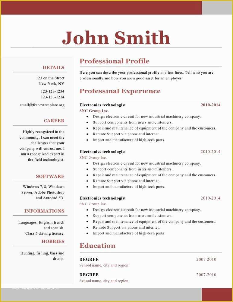Free Resume Templates Of E Page Resume Template Free Download Paru