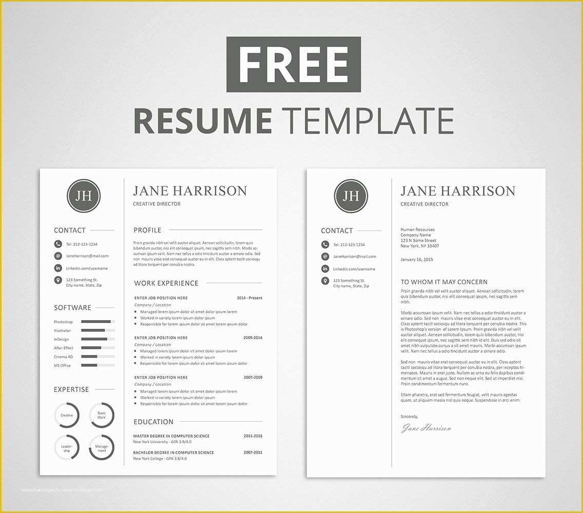 Free Resume Templates Of Free Modern Resume Template that Es with Matching Cover