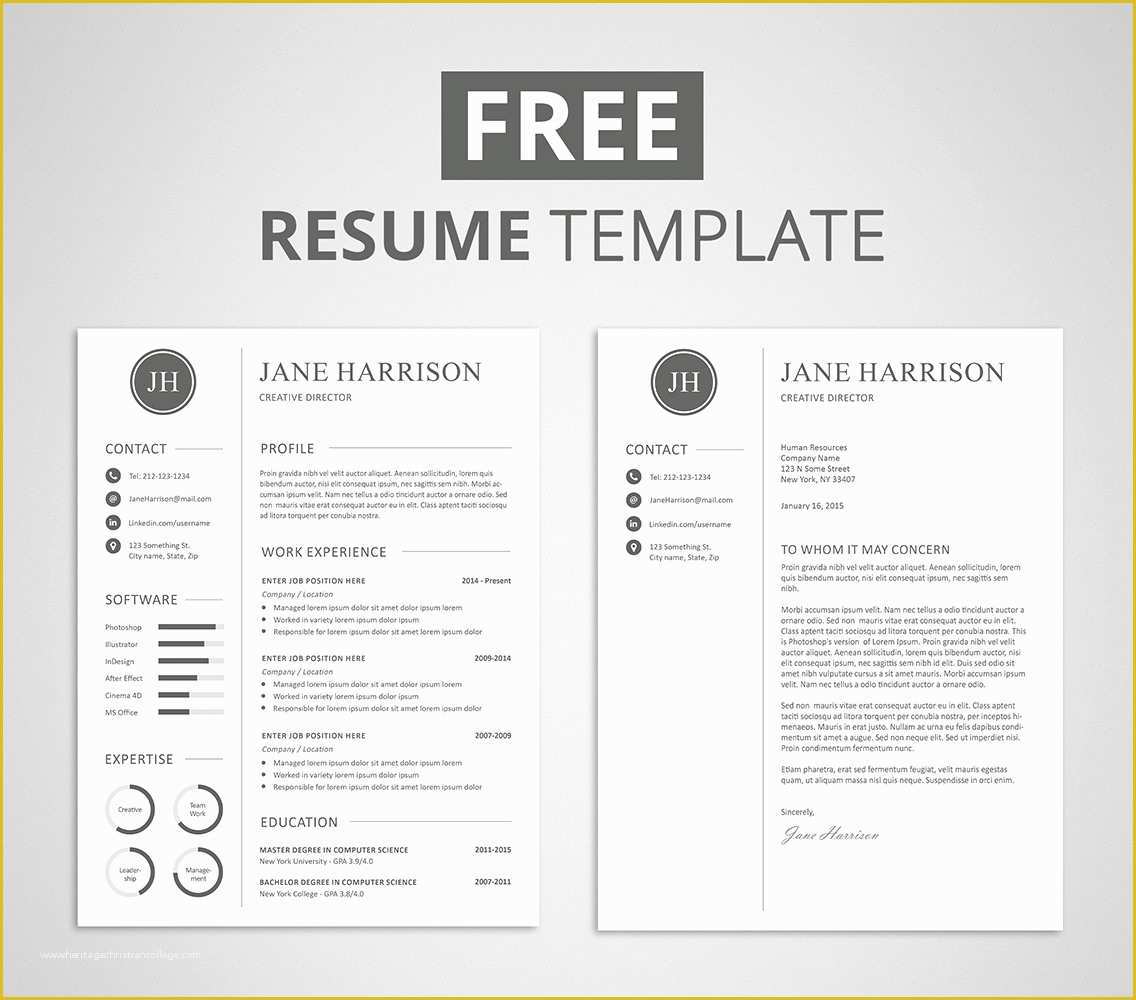 Free Resume Templates Of Free Resume Template and Cover Letter Graphicadi