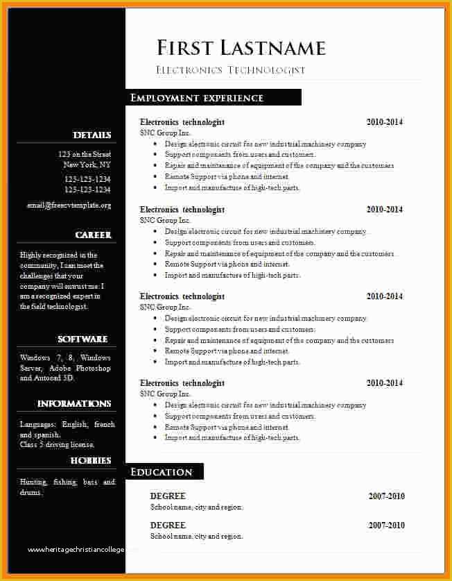 Free Resume Templates Word Of 13 Cv Resume Template Microsoft Word