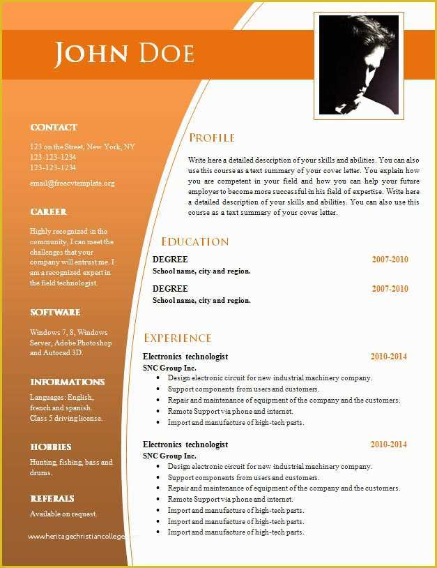 Free Resume Templates Word Of Cv Templates for Word Doc 632 – 638 – Free Cv Template