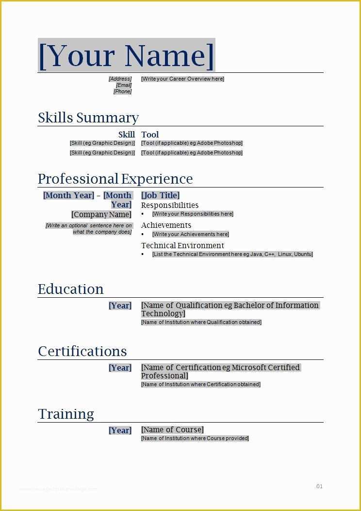 Free Resume Templates Word Of Free Blanks Resumes Templates