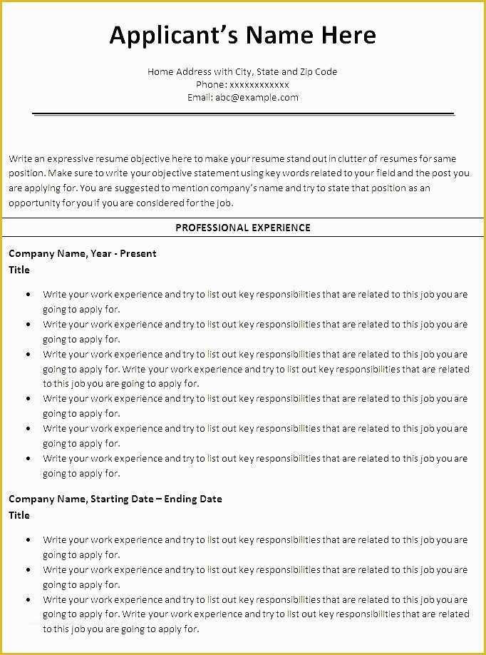 Free Resume Templates Word Of Free Resume Templates Word