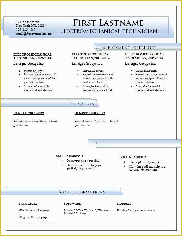 Free Resume Templates Word Of Resume Templates Free Download for Microsoft Word