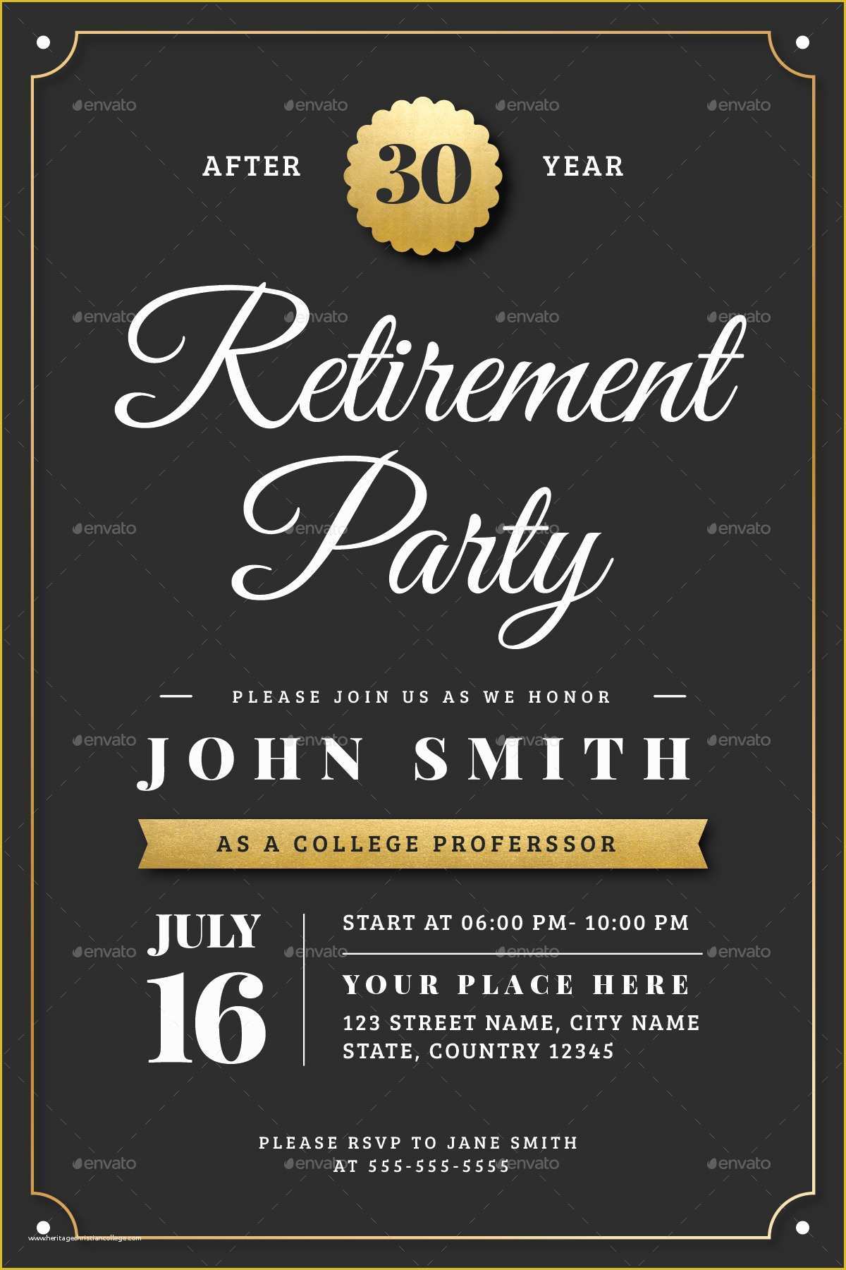 Free Retirement Invitation Template Of Gold Retirement Invitation Flyer Templates by Vector