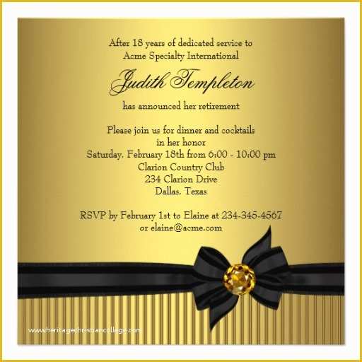 Free Retirement Invitation Template Of Womens Retirement Party Invitation Elegant Black and Gold