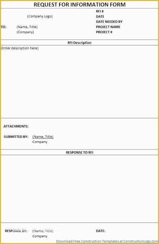 Free Rfi form Template Of 23 Construction Rfi Template Model