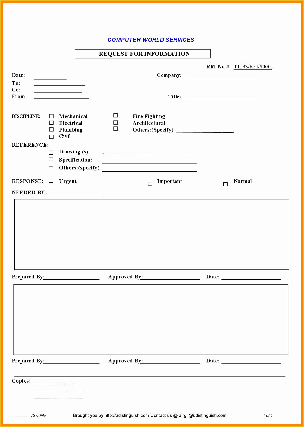 Free Rfi form Template Of Construction Template Construction Rfi Template