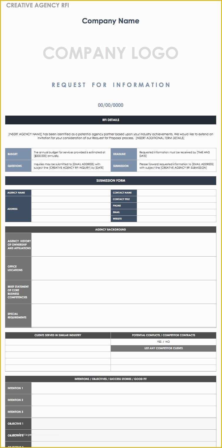 Free Rfi form Template Of Free Request for Information Templates