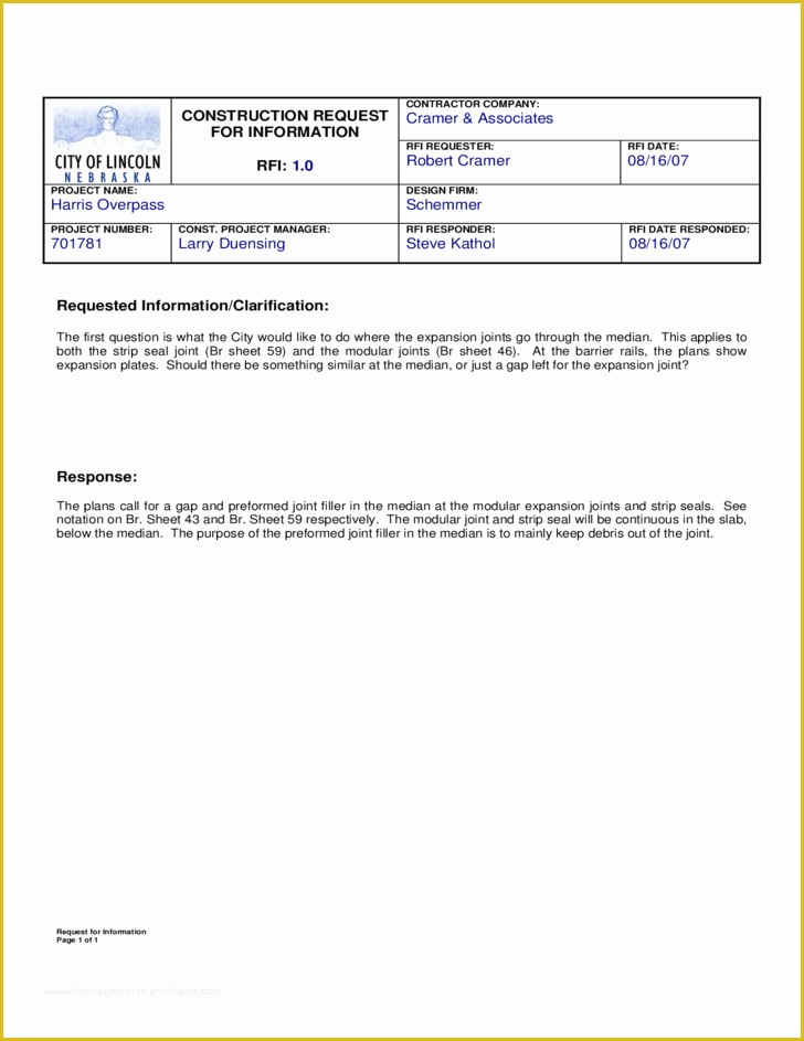 Free Rfi form Template Of Sample Construction Request for Information Free Download