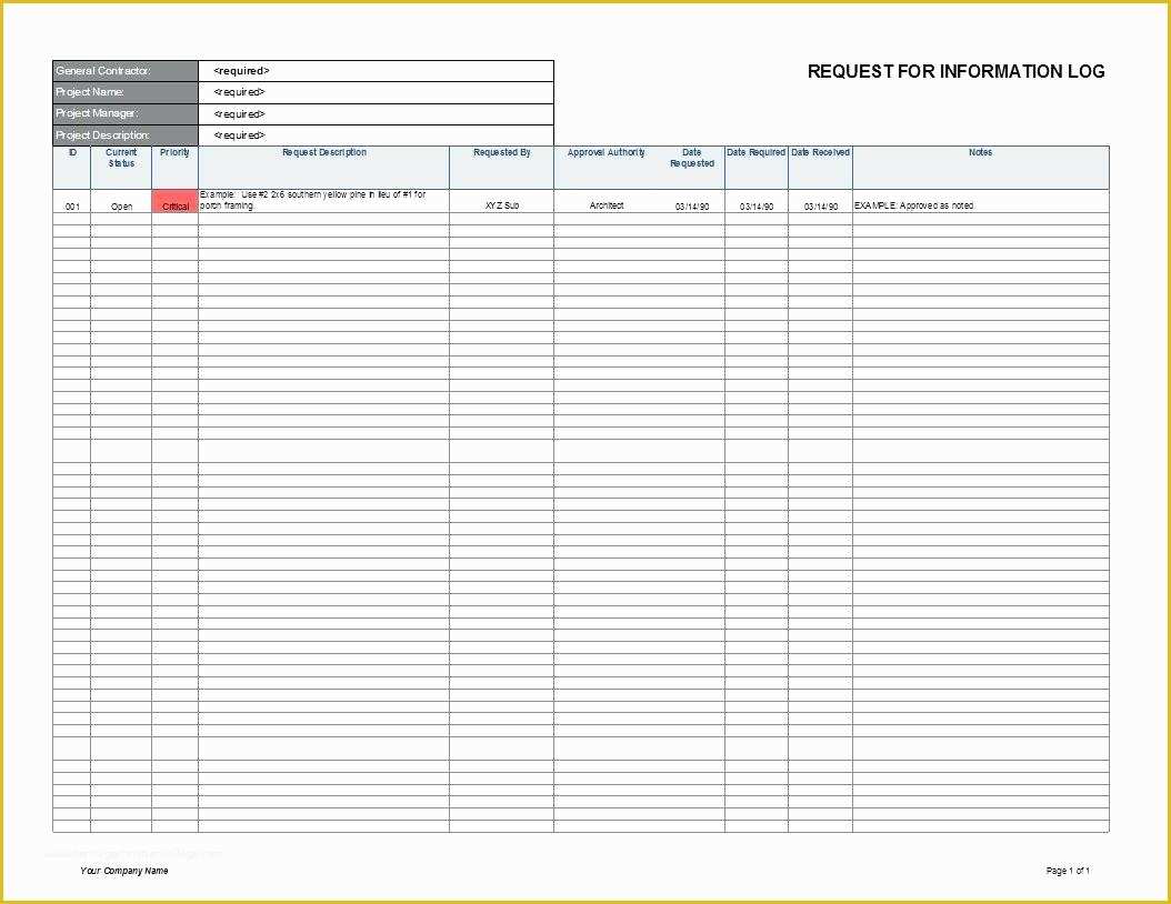 Free Rfi form Template Of Template Rfi Template