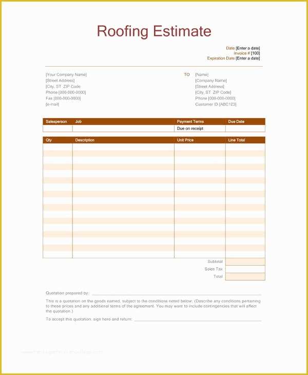 Free Roofing Estimate Template Of 12 Roofing Estimate Templates Pdf Doc
