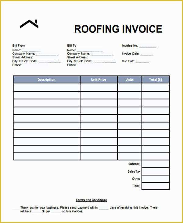 Free Roofing Estimate Template Of 6 Roofing Invoice Templates – Free Sample Example