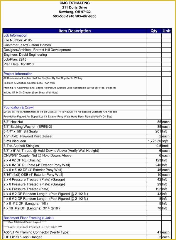 Free Roofing Estimate Template Of Roof Estimate Sample – Emmamcintyrephotography