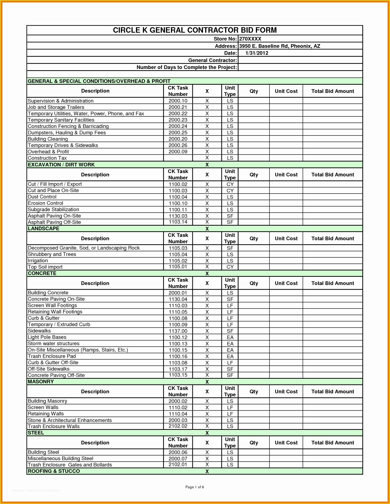 Free Roofing Estimate Template Of Roofing Bid Sample & 7 Roofing Contract