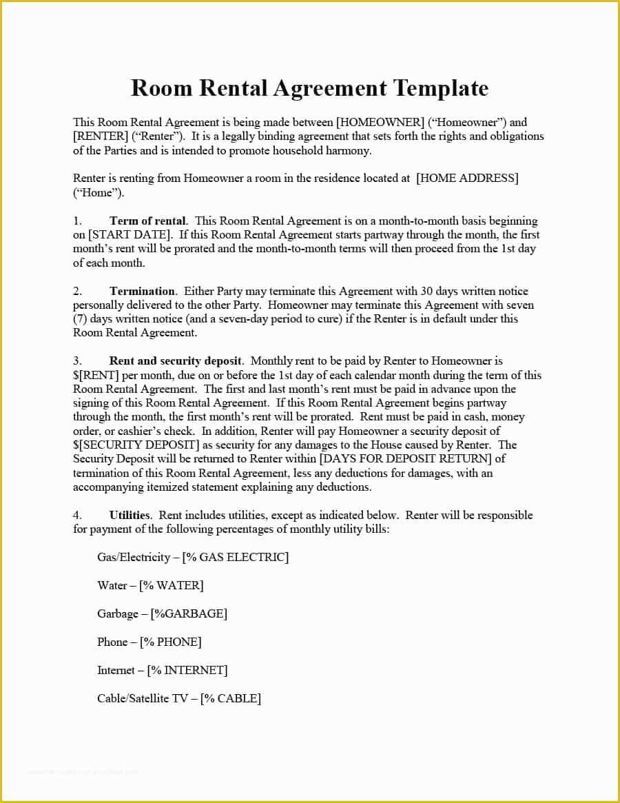 Free Room Rental Agreement Template Of 39 Simple Room Rental Agreement Templates Template Archive