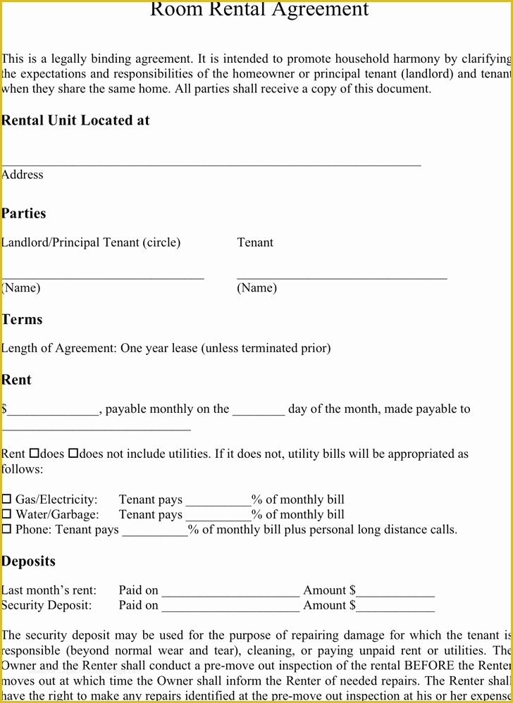 Free Room Rental Agreement Template Of 5 Room Rental Agreement form Templates formats Examples