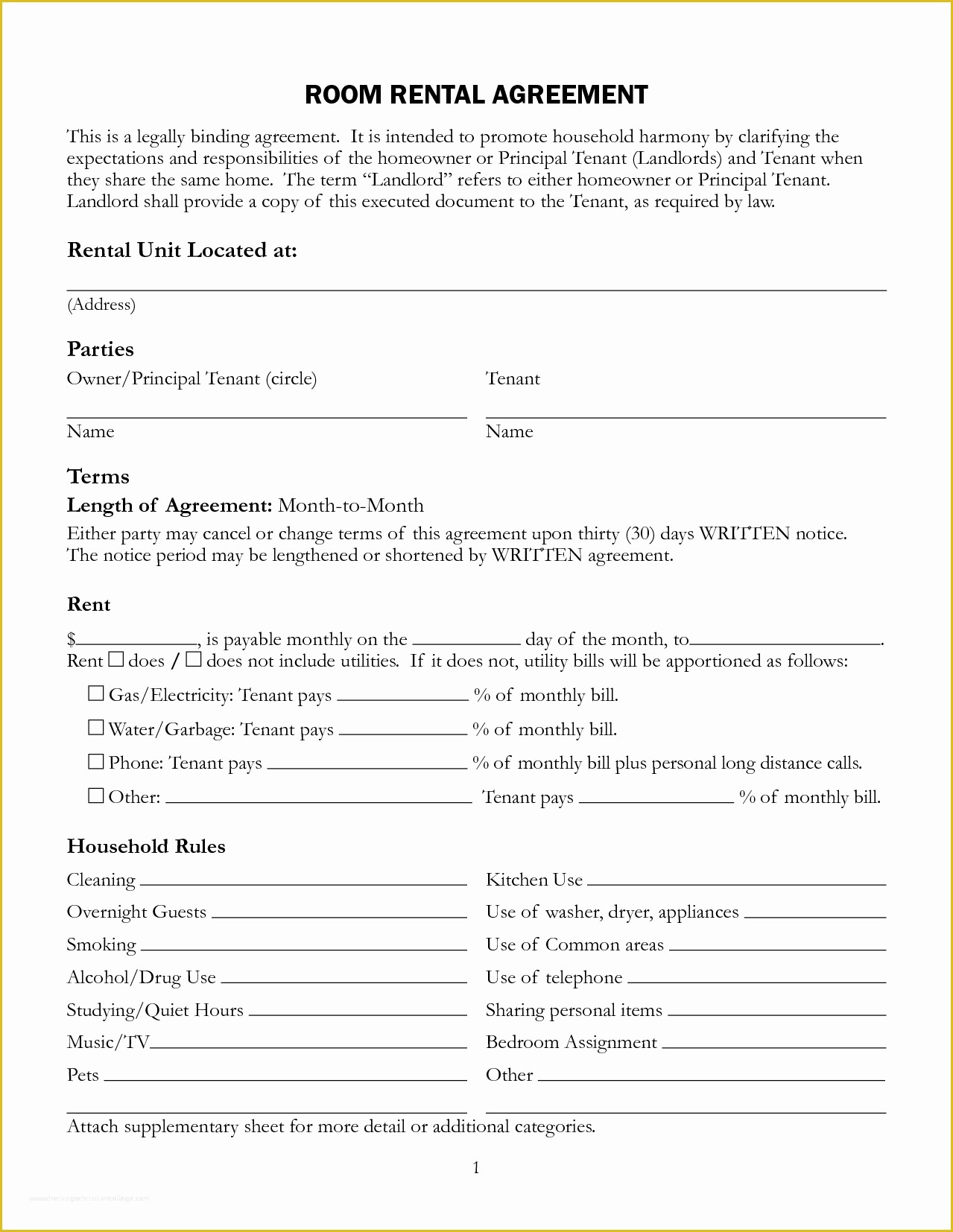 Free Room Rental Agreement Template Of 6 Sample Room Rental Agreement