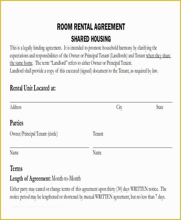 Free Room Rental Agreement Template Of 8 Room Rental Agreement form Samples