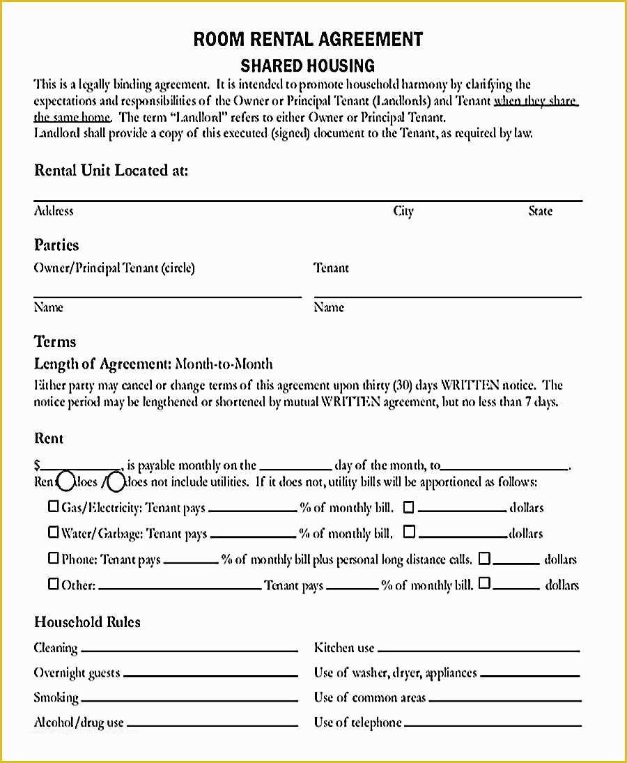 Free Room Rental Agreement Template Of 9 Room Rental Agreement Template