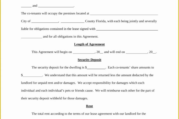 Free Room Rental Agreement Template Of Free Florida Roommate Room Rental Agreement Template