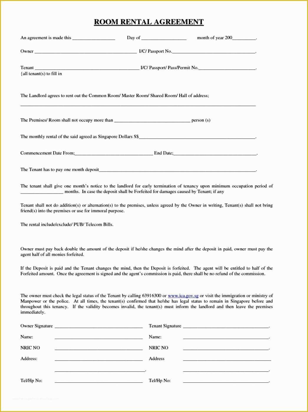Free Room Rental Agreement Template Of Free Room Rental Lease Agreement Template
