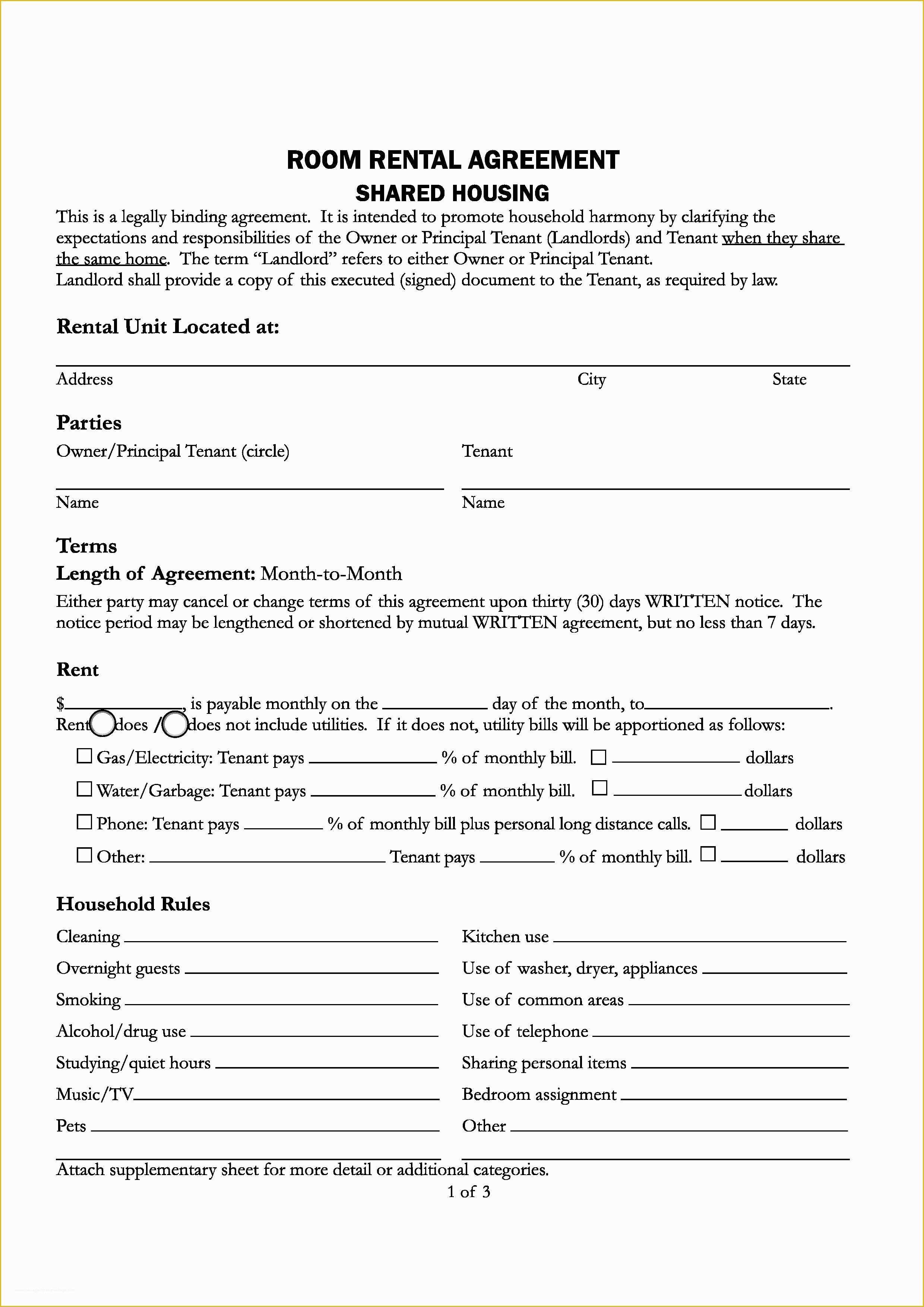 Free Room Rental Agreement Template Of Free Santa Cruz County California Room Rental Agreement