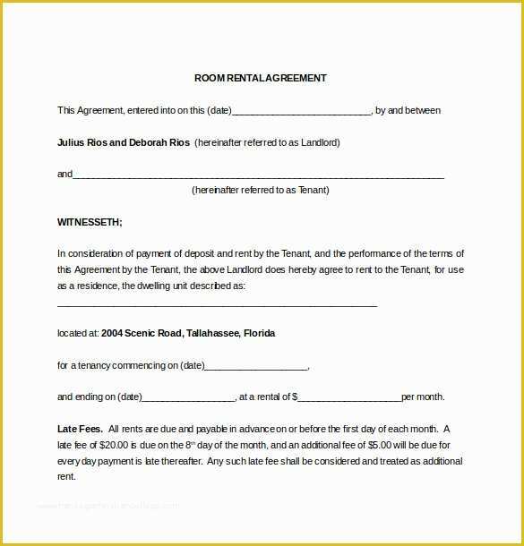 Free Room Rental Agreement Template Of Lease Agreement Template – 15 Free Word Pdf Documents