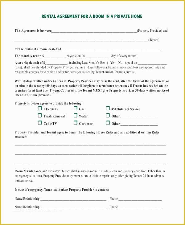 Free Room Rental Agreement Template Of Room Rental Agreement Template – 11 Free Word Pdf Free