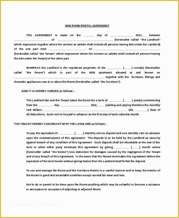 Free Room Rental Agreement Template Of Room Rental Agreement Template – 11 Free Word Pdf Free