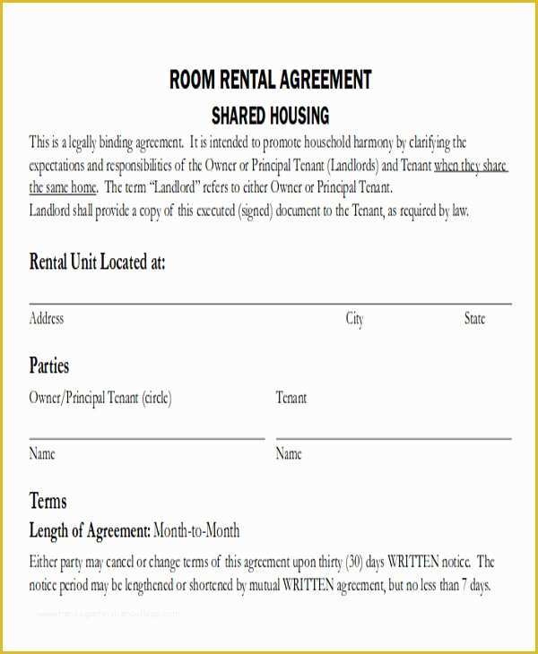 Free Room Rental Agreement Template Word Of 8 Room Rental Agreement form Samples