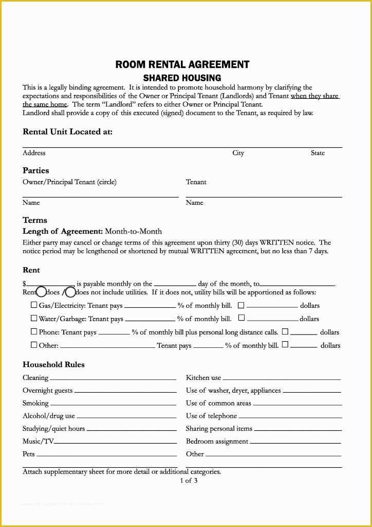 43 Free Room Rental Agreement Template Word