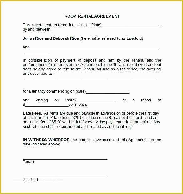 Free Room Rental Agreement Template Word Of Late Fee Template Rent Payment Letter Policy Example