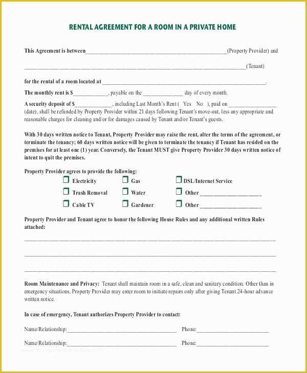 Free Room Rental Agreement Template Word Of Room Rental Agreement Template – 11 Free Word Pdf Free