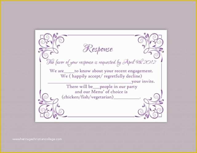 Free Rsvp Postcard Template Of Diy Wedding Rsvp Template Editable Text Word File Download