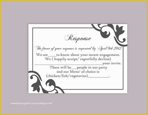 Free Rsvp Postcard Template Of Diy Wedding Rsvp Template Editable Text Word File Instant